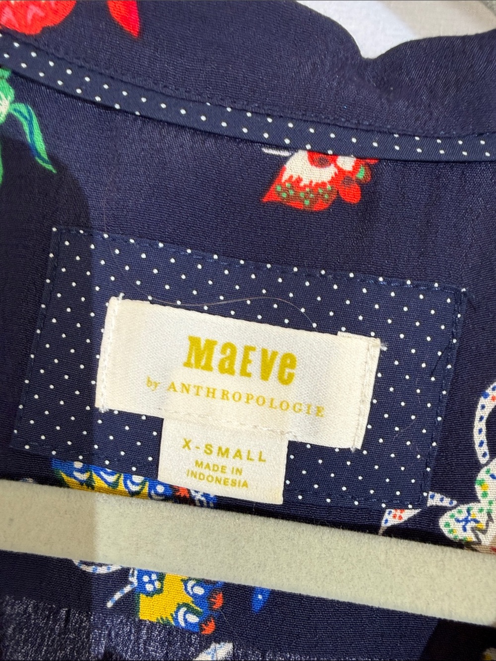 Anthropologie Maeve Midi Shirtdress Size XS Navy Butterfly Print - Picture 3 of 11